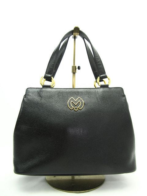 Mila Schon/ミラショーン ハンドバッグ 中古 ブラック 鞄 黒 レディース 2WAY ショルダー ゴールド ロゴ