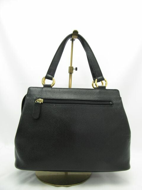 Mila Schon/ミラショーン ハンドバッグ 中古 ブラック 鞄 黒 レディース 2WAY ショルダー ゴールド ロゴ
