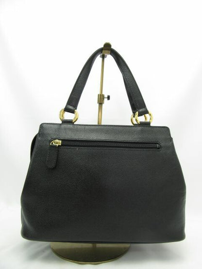 Mila Schon/ミラショーン ハンドバッグ 中古 ブラック 鞄 黒 レディース 2WAY ショルダー ゴールド ロゴ
