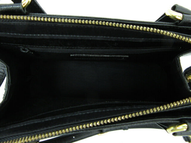Mila Schon/ミラショーン ハンドバッグ 中古 ブラック 鞄 黒 レディース 2WAY ショルダー ゴールド ロゴ