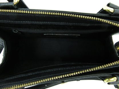 Mila Schon/ミラショーン ハンドバッグ 中古 ブラック 鞄 黒 レディース 2WAY ショルダー ゴールド ロゴ