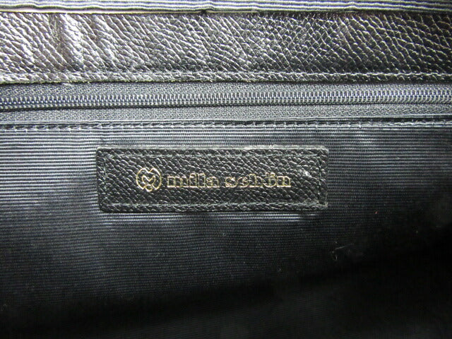Mila Schon/ミラショーン ハンドバッグ 中古 ブラック 鞄 黒 レディース 2WAY ショルダー ゴールド ロゴ