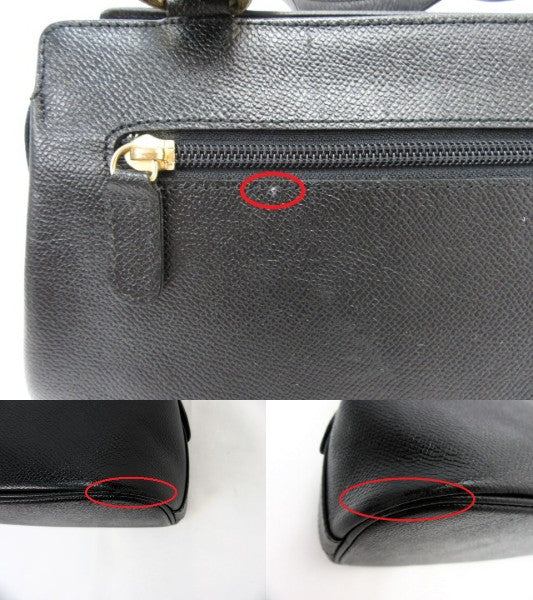 Mila Schon/ミラショーン ハンドバッグ 中古 ブラック 鞄 黒 レディース 2WAY ショルダー ゴールド ロゴ