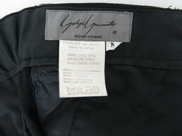 YOHJI YAMAMOTO POUR HOMME/ヨウジヤマモト プールオム ウール100％ テーパードパンツ 中古  ズボン 毛 ブラック 黒 メンズ ブランド シンプル