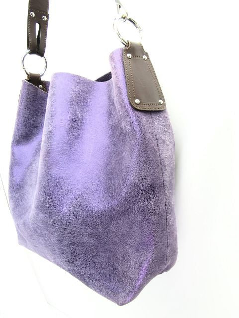 GIANNI CHIARINI/ジャンニ キアリーニ レザーワンハンドバッグ 中古  ショルダー パープル 紫 ラメ イタリア レディース