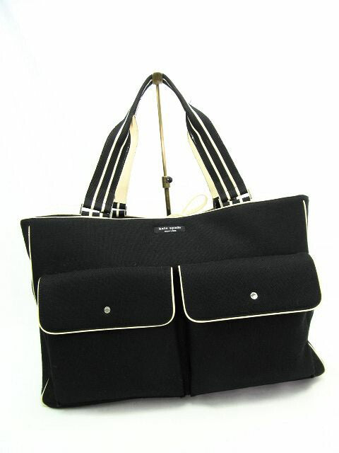 Kate spade/ケイトスペード キャンバストートバッグ 中古  鞄 ブラック レッド 赤 レディース 大容量 ブランド