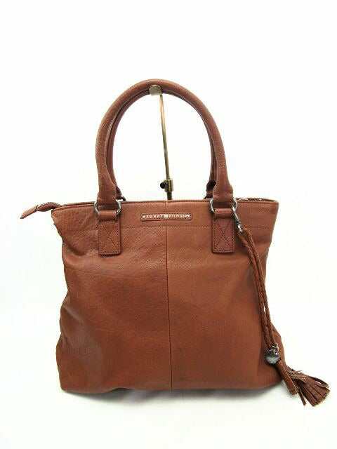 TOMMY HILFIGER/トミーヒルフィガー レザー2WAYバッグ 中古 ショルダー ハンド ブラウン フリンジ 茶 レディース 鞄