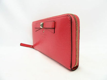 Kate spade/ケイトスペード エナメルラウンドファスナー長財布 中古 ピンク ウォレット リボン レディース