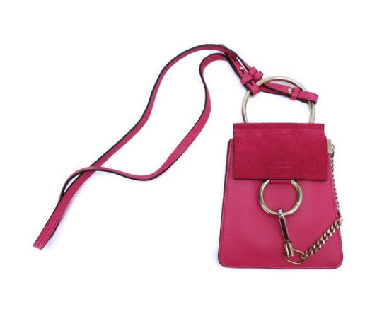 Chloe フェイ スモール ハンドバッグ 中古  クロエ スウェード、フラップ、ショルダー、ピンク、レア