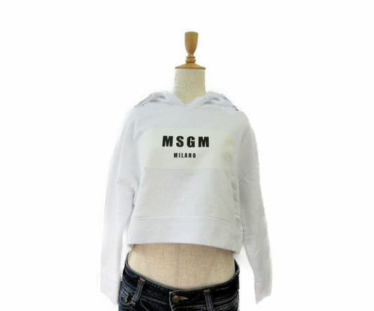 MSGM/エムエスジーエム フード付 コットンパーカー XS 中古  レディース、綿100%、ホワイト