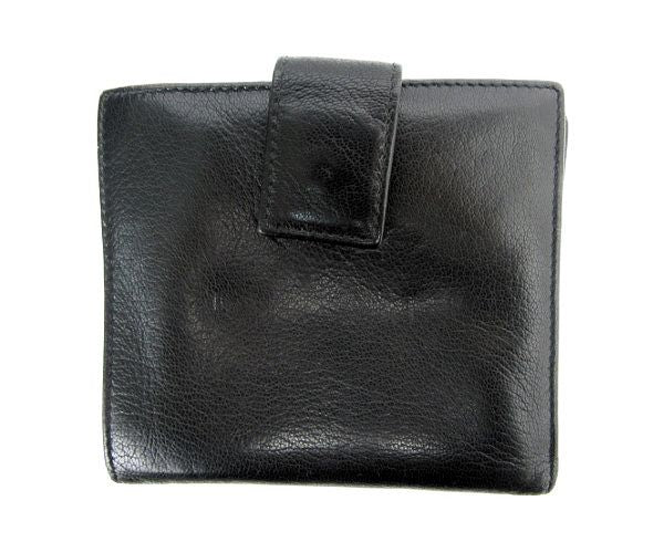 GUCCI/グッチ レザー Wホック財布 中古  ブラック ゴールド GG レディース 2つ折り