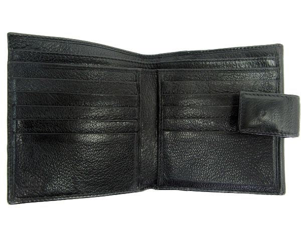 GUCCI/グッチ レザー Wホック財布 中古  ブラック ゴールド GG レディース 2つ折り