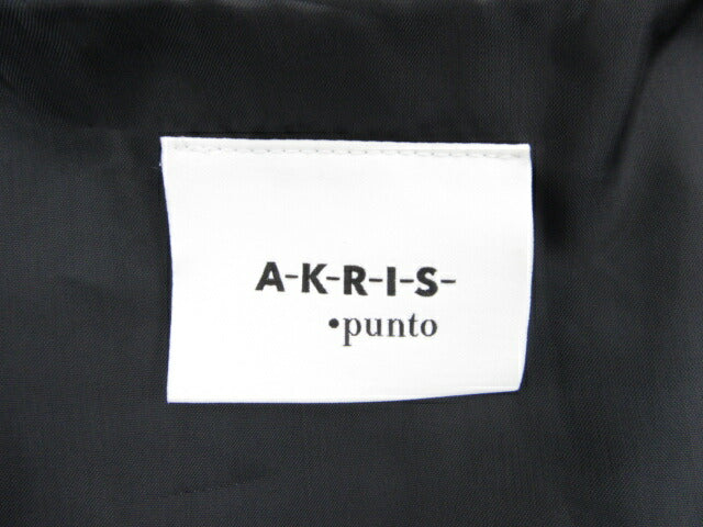 AKRIS/アクリス punto ノースリーブ プリーツ ワンピース 8 中古  水玉 ブラック ホワイト レディース ドット コットン