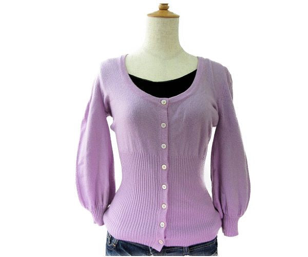 EMILIO PUCCI/エミリオプッチ 長袖 ニット カーディガン 40 中古  カシミヤ ラベンダー パープル パステルカラー レディース