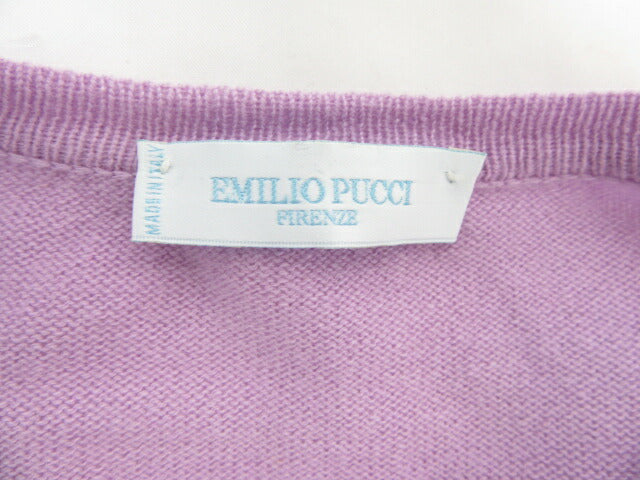 EMILIO PUCCI/エミリオプッチ 長袖 ニット カーディガン 40 中古  カシミヤ ラベンダー パープル パステルカラー レディース