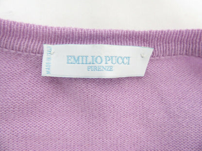 EMILIO PUCCI/エミリオプッチ 長袖 ニット カーディガン 40 中古  カシミヤ ラベンダー パープル パステルカラー レディース