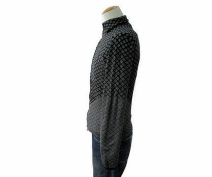 EMPORIO ARMANI/エンポリオアルマーニ シルク混 ニット カーディガン 46 中古  ブラック グレー メンズ クロス レーヨン ポリアミド