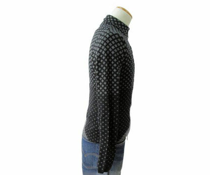EMPORIO ARMANI/エンポリオアルマーニ シルク混 ニット カーディガン 46 中古  ブラック グレー メンズ クロス レーヨン ポリアミド