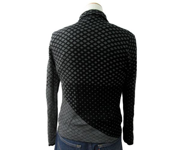 EMPORIO ARMANI/エンポリオアルマーニ シルク混 ニット カーディガン 46 中古  ブラック グレー メンズ クロス レーヨン ポリアミド