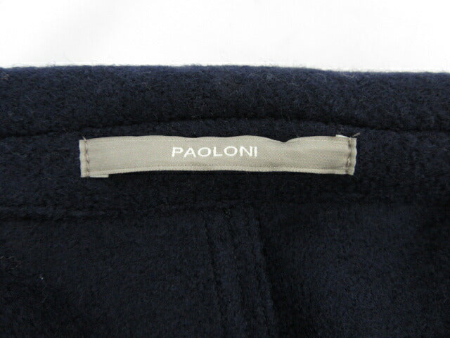　PAOLONI/パオローニ ウール チェスターコート (50) 中古 メンズ ネイビー 紺 キュプラ アセテート