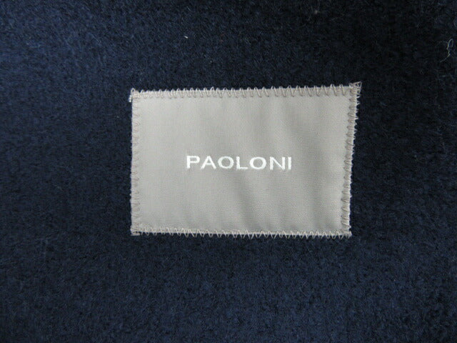 　PAOLONI/パオローニ ウール チェスターコート (50) 中古 メンズ ネイビー 紺 キュプラ アセテート