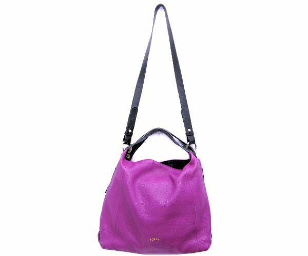 FURLA/フルラ エリザベス ショルダー付 レザー 2WAYバッグ 中古  F5642 パープル ブラック トート レディース 鞄