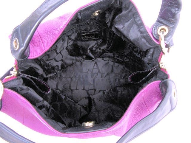 FURLA/フルラ エリザベス ショルダー付 レザー 2WAYバッグ 中古  F5642 パープル ブラック トート レディース 鞄