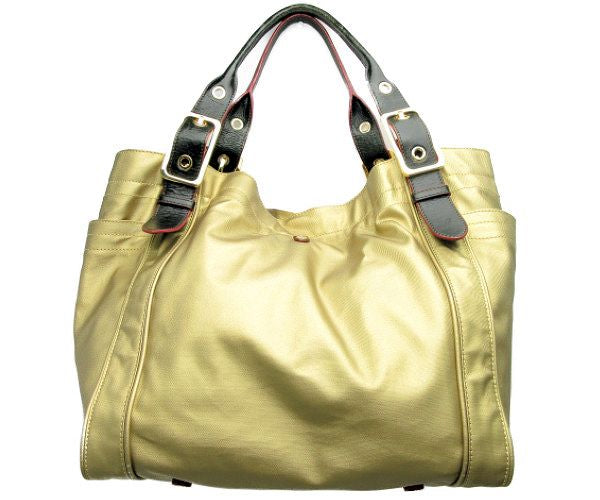 MZ WALLACE/エムジー ウォレス トートバッグ 中古 ゴールド ブラック キャンバス レザー レディース