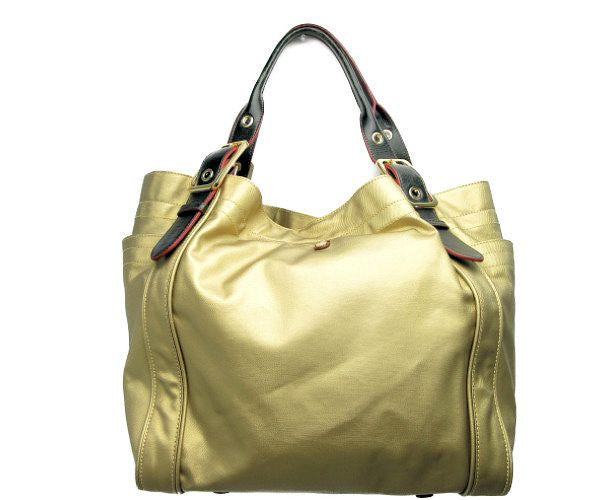 MZ WALLACE/エムジー ウォレス トートバッグ 中古 ゴールド ブラック キャンバス レザー レディース