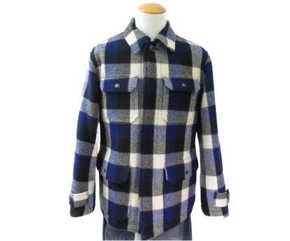 HYSTERIC GLAMOUR/ヒステリックグラマー ウール混 ハーフ ステンカラーコート S 中古  チェック メンズ ブラック ホワイト ブルー ナイロン