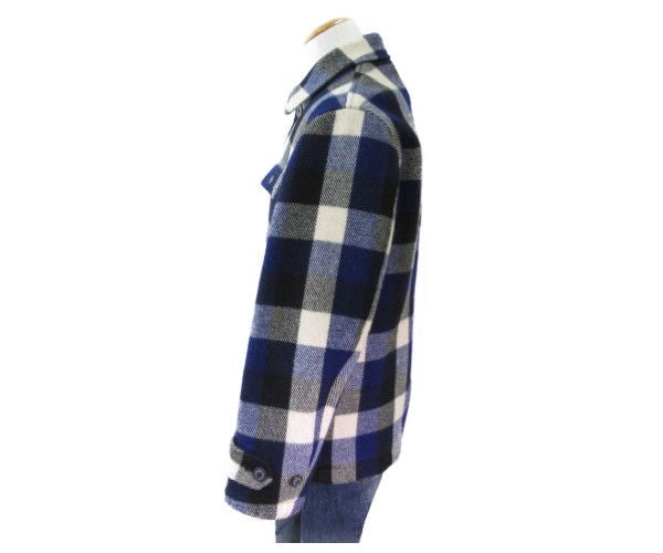 HYSTERIC GLAMOUR/ヒステリックグラマー ウール混 ハーフ ステンカラーコート S 中古  チェック メンズ ブラック ホワイト ブルー ナイロン