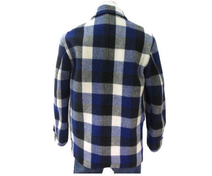 HYSTERIC GLAMOUR/ヒステリックグラマー ウール混 ハーフ ステンカラーコート S 中古  チェック メンズ ブラック ホワイト ブルー ナイロン