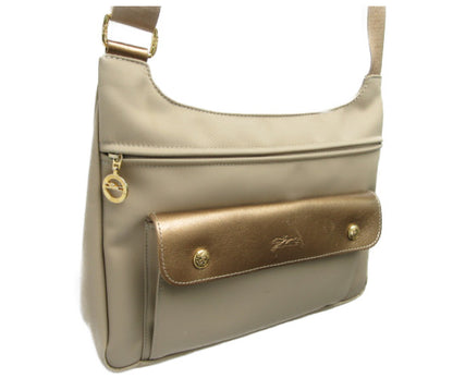 LONGCHAMP/ロンシャン プラネット ホーボー クロスボディバッグ 中古  2437002024 ショルダー ベージュ ゴールド レディース 鞄