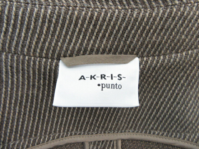 AKRIS punto/アクリス プント ウール テーラードジャケット 6 中古  ブラウン レディース 茶 毛 ピンストライプ