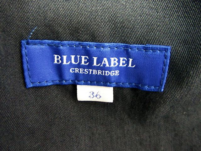 BLUE LABEL CRESTBRIDGE/ブルーレーベル クレストブリッジ コットン 七分 ワンピース 36 中古  デニム ネイビー チェック レッド Aライン レディース