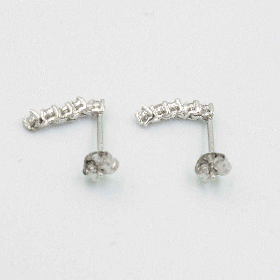 ジュエリーマキ ダイヤ 0.025ct pt850 五連 ピアス 中古  プラチナ ダイアモンド レディース
