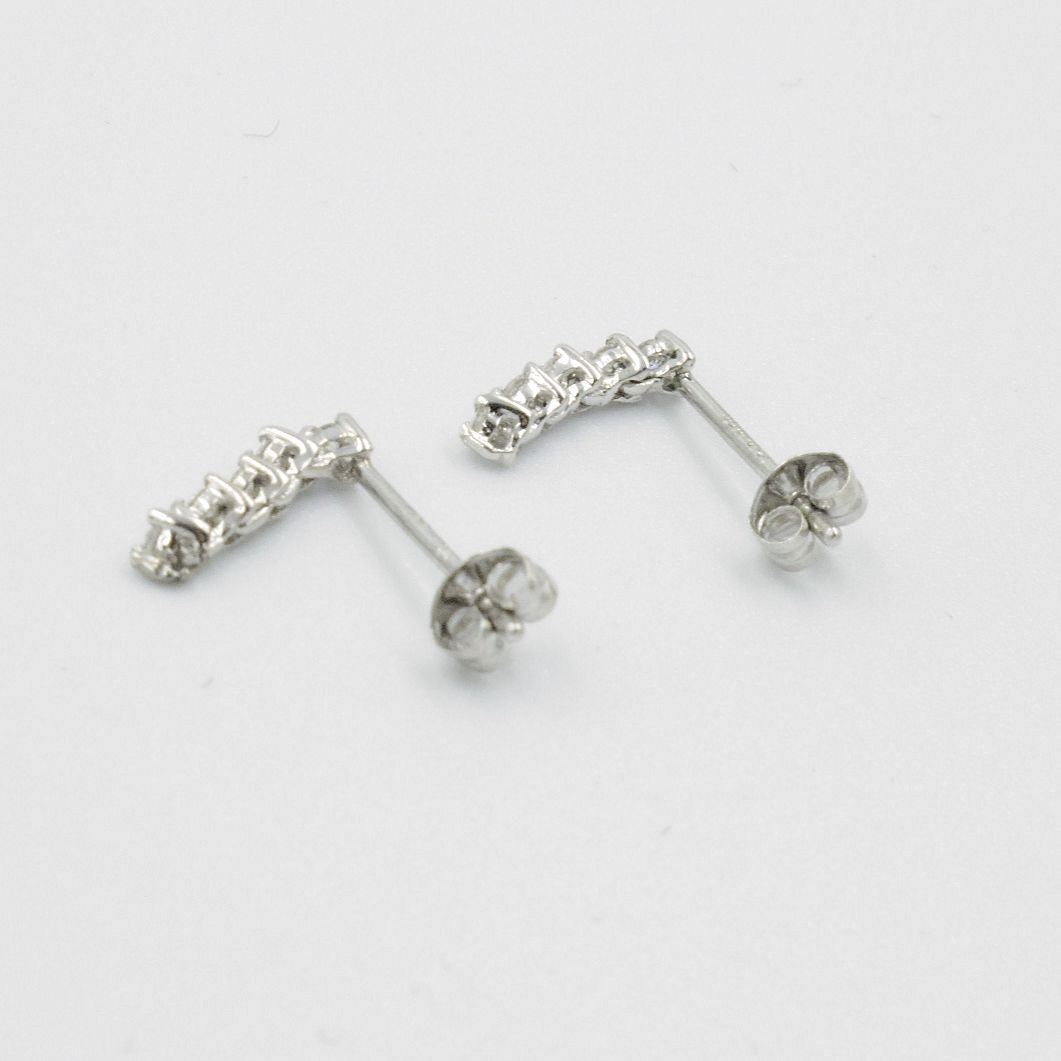 ジュエリーマキ ダイヤ 0.025ct pt850 五連 ピアス 中古  プラチナ ダイアモンド レディース
