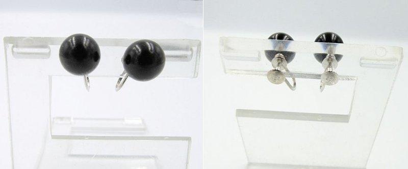 Victorian JET/ヴィクトリアンジェット ネックレス×3 イヤリング×1.5 ハンカチ×2 タイピン カフス 宝飾セット 中古  ブラック 真鍮 天然ジェット 法事 喪服 数珠 ナイロン