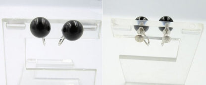 Victorian JET/ヴィクトリアンジェット ネックレス×3 イヤリング×1.5 ハンカチ×2 タイピン カフス 宝飾セット 中古  ブラック 真鍮 天然ジェット 法事 喪服 数珠 ナイロン