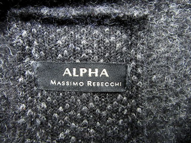 ALPHA MASSIMO REBECCHI/アルファ マッシモレベッキ ウール ショールカラージャケット 50 中古  グレー メンズ ポリエステル アクリル LLサイズ