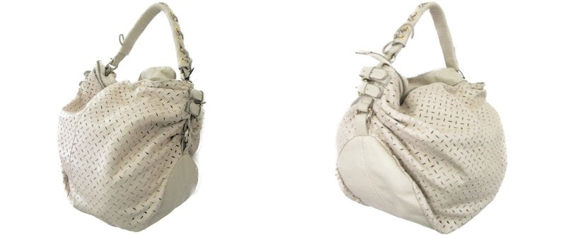 Minelli Renato/ミネッリ レナート レザー セミショルダーバッグ 中古  ベージュ レディース 鞄 レーザーカット