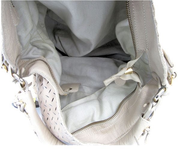 Minelli Renato/ミネッリ レナート レザー セミショルダーバッグ 中古  ベージュ レディース 鞄 レーザーカット
