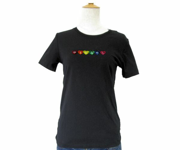 DIESEL/ディーゼル コットン 半袖 Tシャツ XSサイズ 中古 ブラック 黒 レディース ハート レインボー 綿