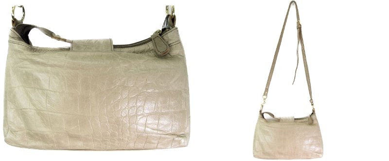 BARDOT ROSE クロコ調 ショルダーバッグ 中古 バルドロゼ アイボリー レザー 鞄 レディース