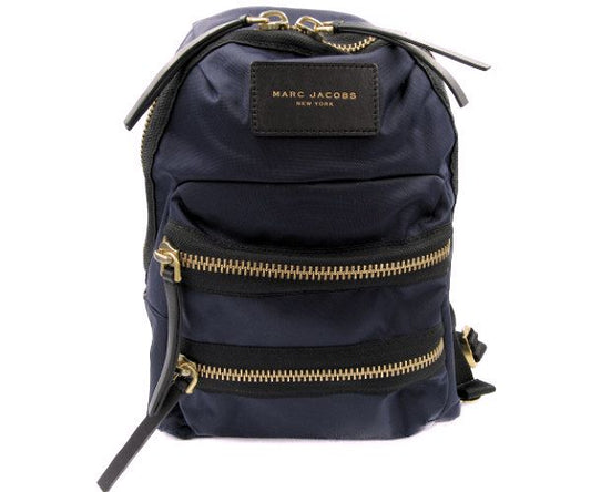 　MARC JACOBS/マークジェイコブス ナイロン リュックサック 中古 ネイビー 紺 ミニ 鞄 牛革