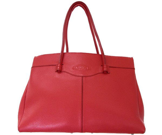 TOD'S/トッズ レザー トートバッグ 中古  レッド 赤 レディース 鞄