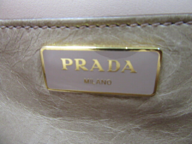 PRADA 2WAY トートバッグ 中古  プラダ ハンドバッグ ショルダー ベージュ レディース 本革