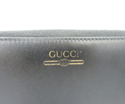 GUCCI ラウンドファスナー長財布 ジップアラウンドウォレット スムースレザー 中古  グッチ ブラック ヴィンテージロゴプリント レディース メンズ