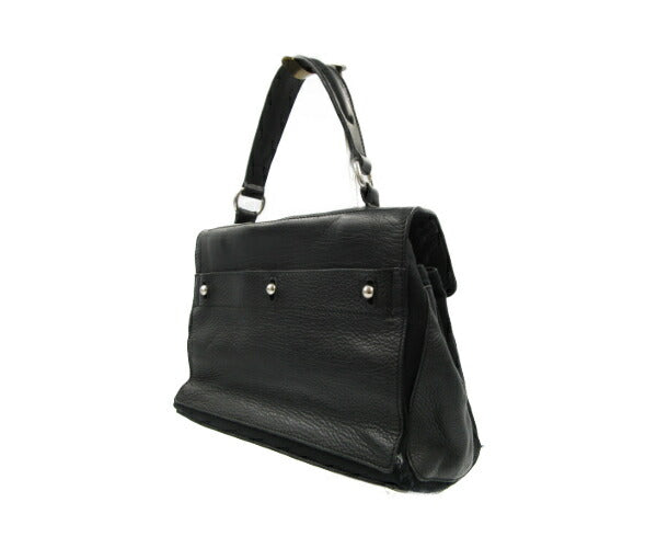 SAINT LAURENT イヴサンローラン  レザー ハンドバッグ 中古 Yves Saint Laurent 鞄 キャンバス ブラック レディース