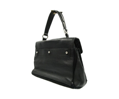 SAINT LAURENT イヴサンローラン  レザー ハンドバッグ 中古 Yves Saint Laurent 鞄 キャンバス ブラック レディース